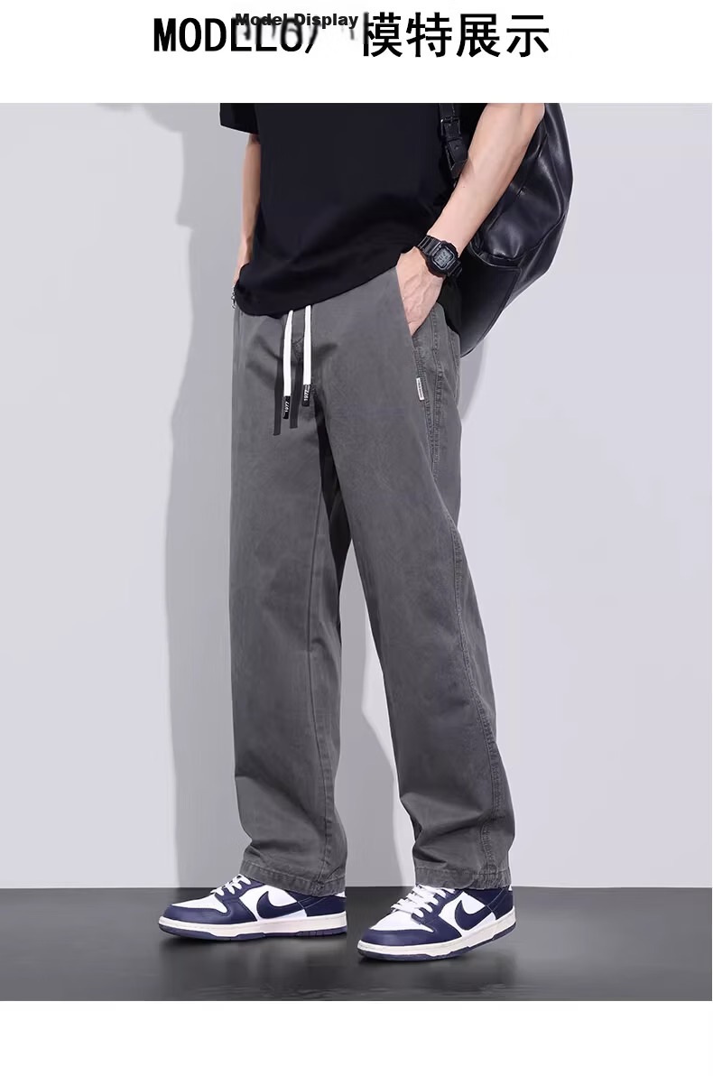 Playboy Pure Cotton Casual Pants Men Summer Thin Loose Straight Cargo Pants Trendy Brand Versatile New Sports Wide-Leg Trousers 13