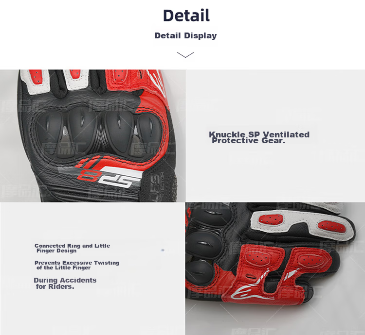Alpinestars SP-8 V3 A-Star Motorcycle Gloves Racing Road Crash-Resistant Rider Leather Gloves Black White Bright Red XXL 14
