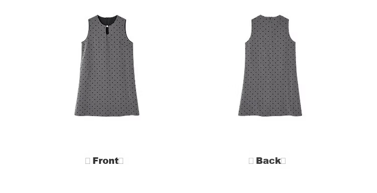 Mt Vintage Polka Dot Spring French Style Sleeveless Flocked Print Pearl Button Mid-Length Dress for Women 10
