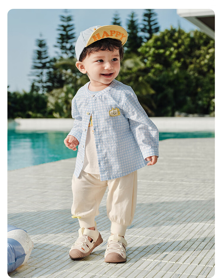 Balabala Kids Baby Long Sleeve Shirt Infant Shirt Boys Girls 2026 New Summer Thin Plaid Stylish Shirt 22