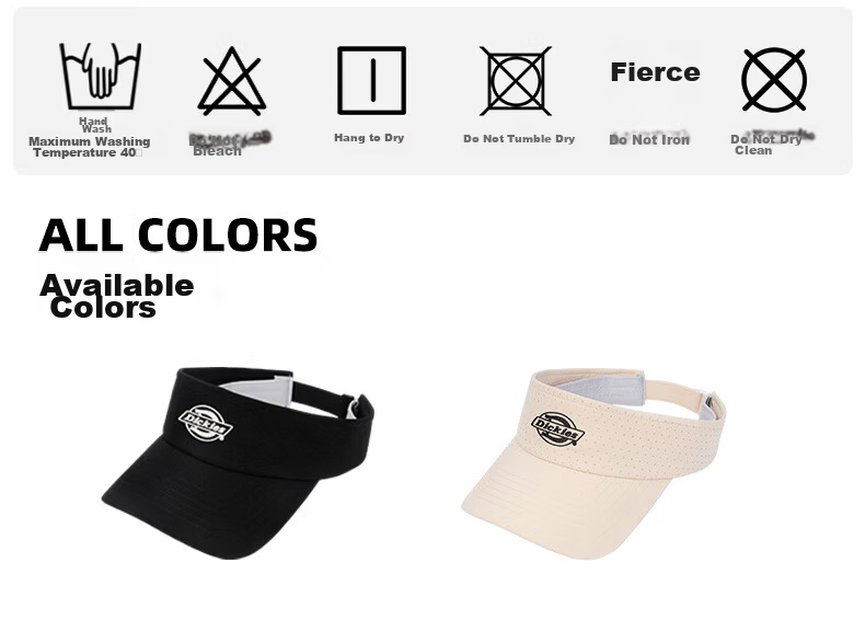 Dickies Breathable Open-Top Cap Unisex Summer New Sun Protection Outdoor Sports Casual Baseball Hat White 2