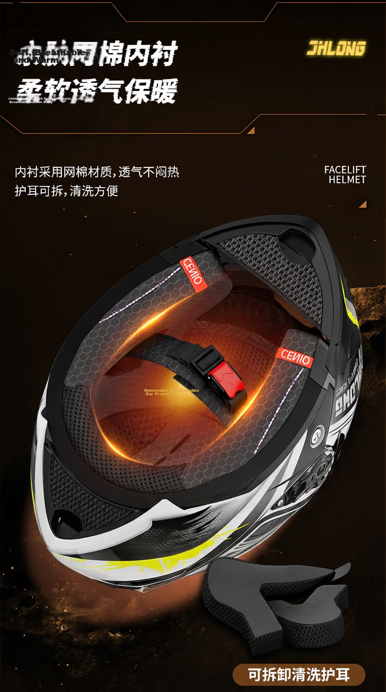 JUNHAOLONG Electric Bike Helmet Flip-up Four Seasons Universal Class A New National Standard 3C Certified Safety Helmet Unisex Four Seasons Helmet 901 White Black Hawk 5