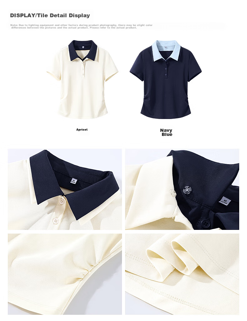 TonLion Women's Short Sleeve T-Shirt Polo Collar Slim Fit Crop Top 2026 Summer New College Style 6