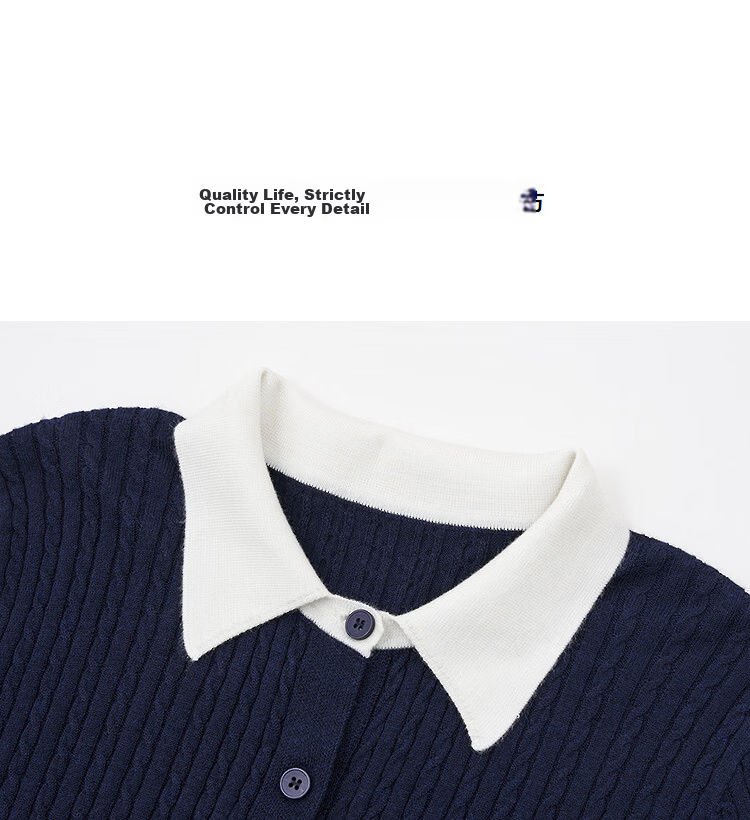 Demana【With Wool】Spring Elegant Color-Block Lapel Cable Knit Slim Fit Petite Cardigan for Women Premium Quality 12