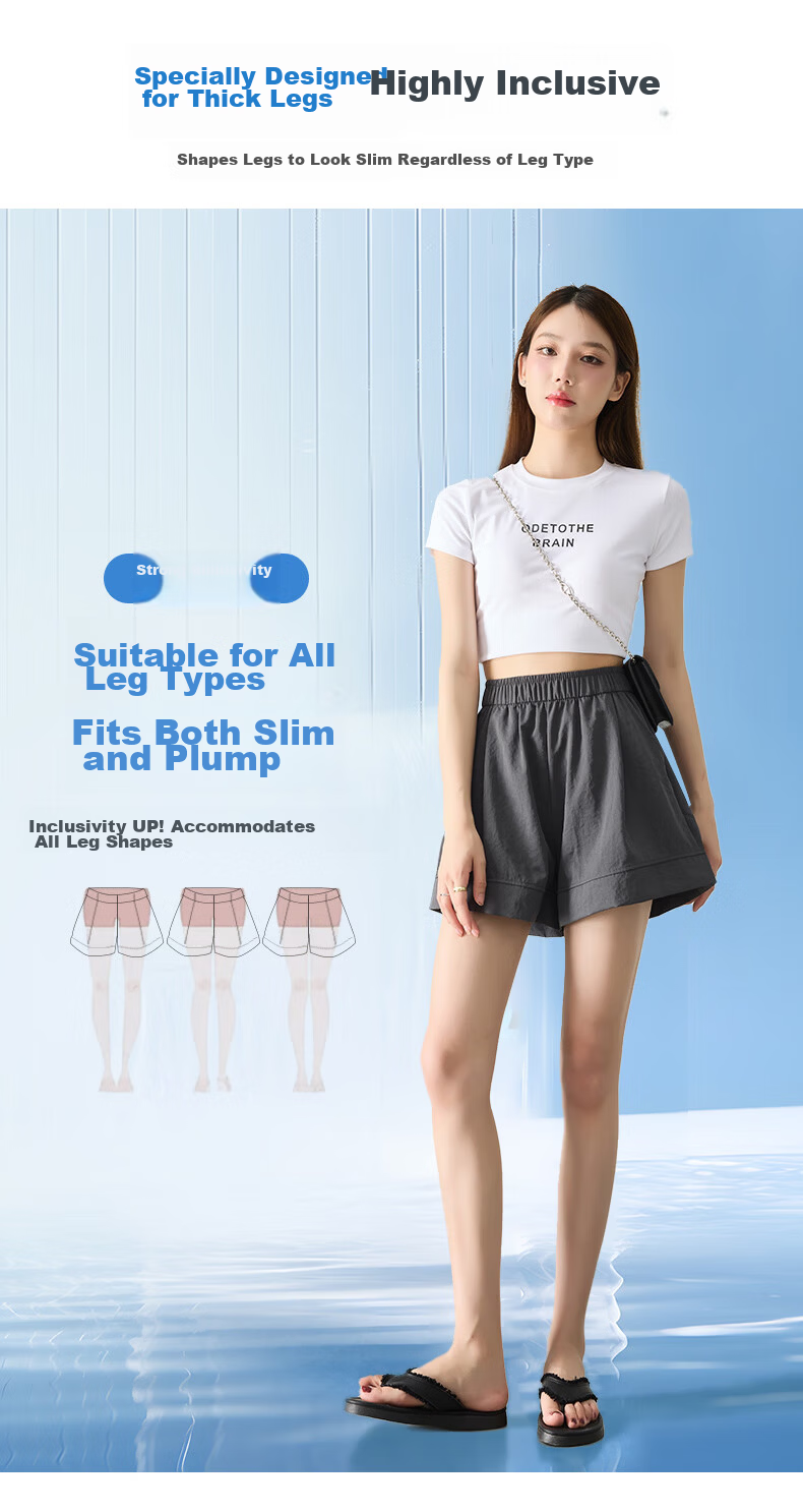 Borui Women's Summer Shorts 2026 New Casual Loose Sports Quick-Dry Lightweight Breathable Five-Point White American Style 10