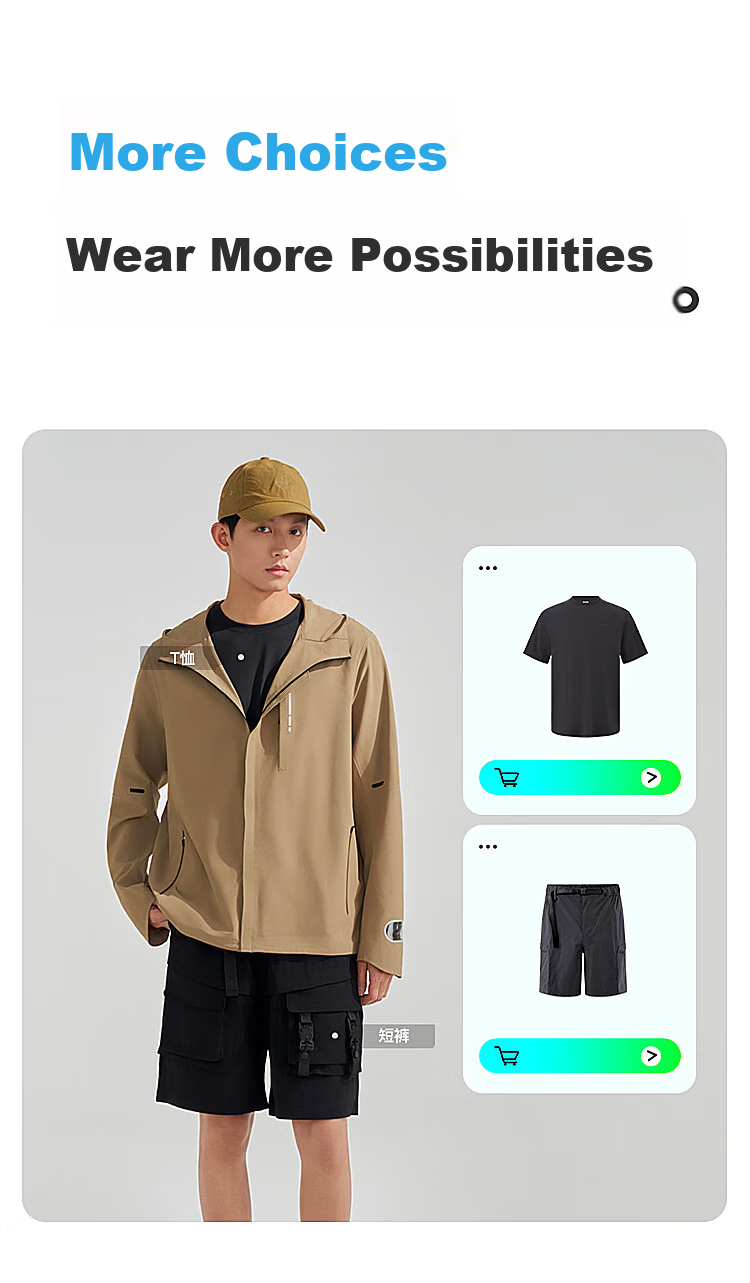 BOSIDENG Men's Summer Outdoor Fishing Sun Protection Jacket Water-Repellent UV Protection Breathable Cooling Pullover 23