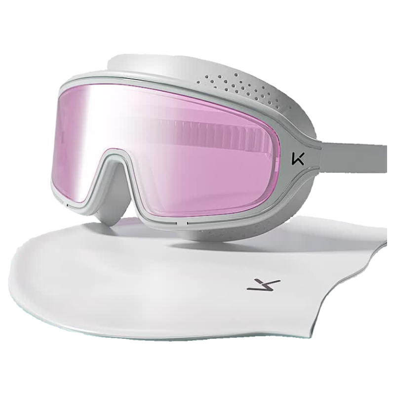Keep Swimming Goggles Large Frame Waterproof Anti-Fog High-Definition Swimming Glasses for Men And Women Professional Training Swimming Equipment Coated Pink
