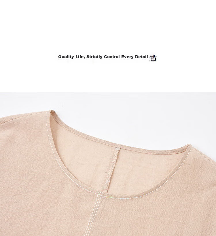 Demana [With Linen] Summer Elegant Drop Shoulder Sleeve Color-Block Stitching Drawstring Hem Loose Slim Shirt for Women High-End Feel 15