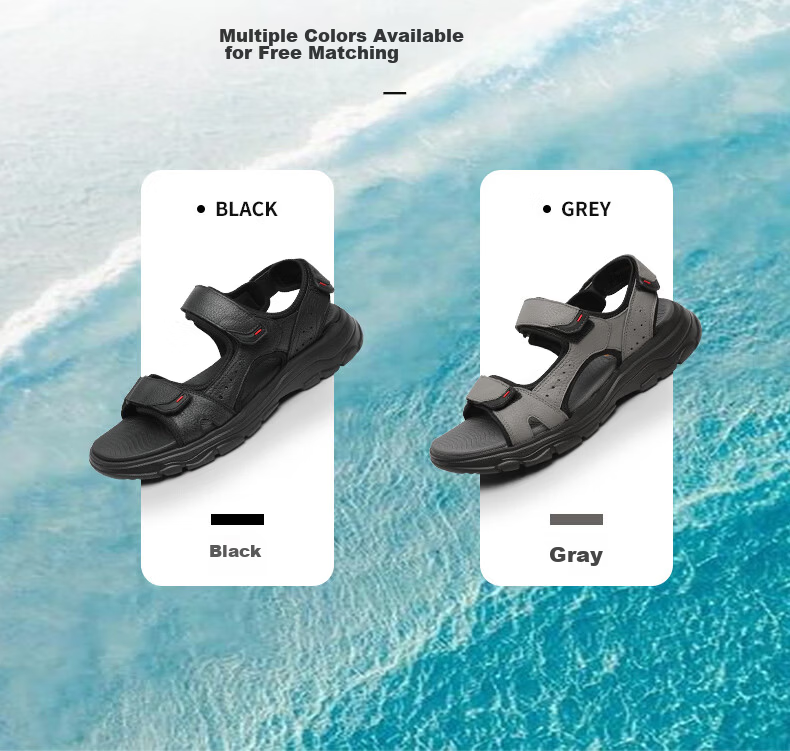 Goldlion Men's New Casual Sandals with Velcro Lightweight Shock-Absorbing Durable Beach Shoes G229420234AAF Black Size 37 9