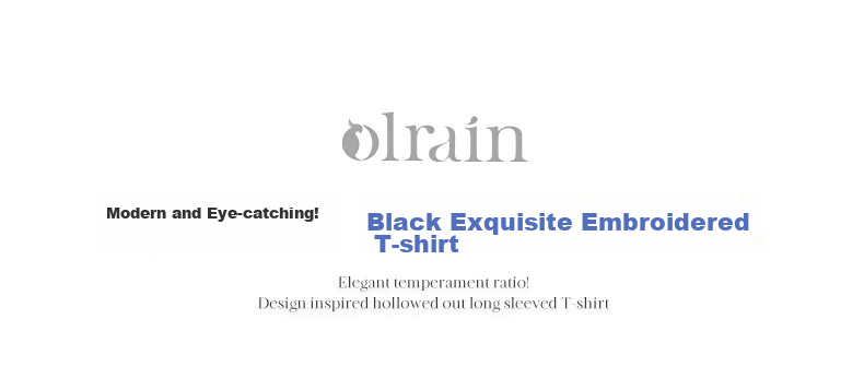 Olrain Women's Loose Short Sleeve T-Shirt Summer Embroidered Casual Comfortable Breathable Top Black M 1