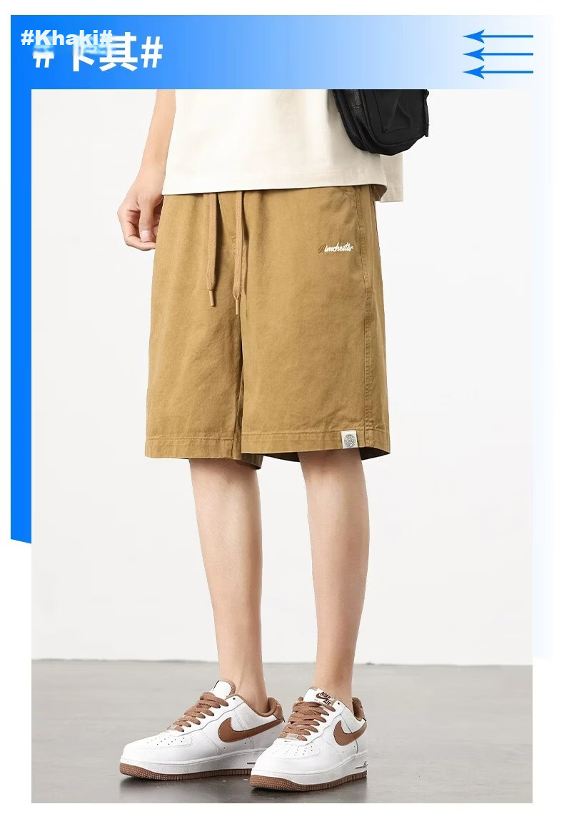 ROMON Men's Cotton Work Shorts Summer 2026 New Loose Straight Casual Mid-Length American Style Thin Five-Point Pants 17