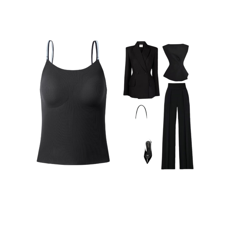 Aimer Women's Lingerie Removable Double Straps Padded Tank Top AM72B521 Ink Gray M