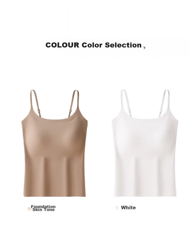 Xueqiman Ice Silk Camisole with Built-in Bra Pad, Wireless Bra-Free, Pink Nude Tone, Backless Innerwear, Layering and Outerwear Top for Women 13