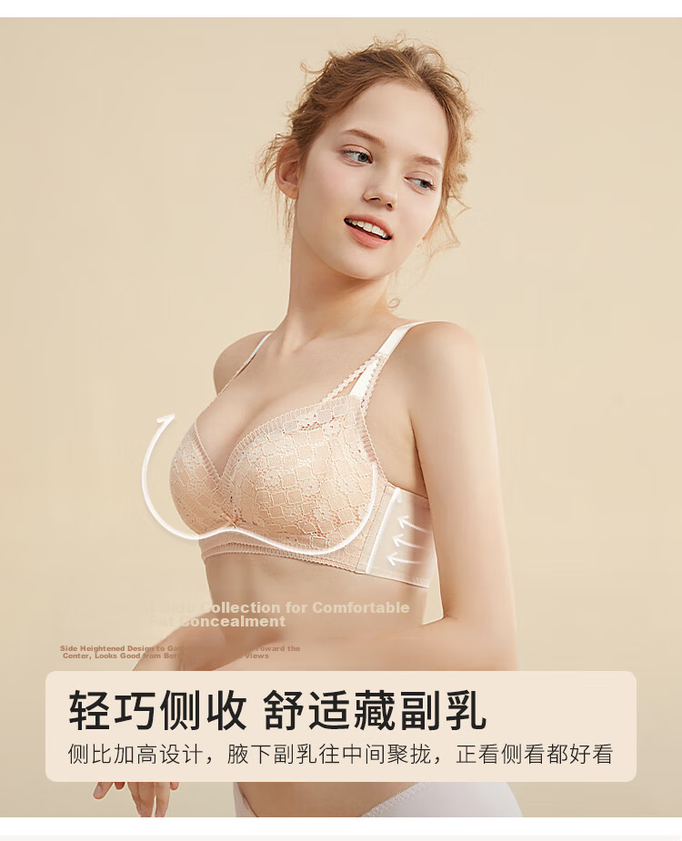 Urban Beauty Women's Bra Floral Heart Lace Baby Skin Cotton Soft Comfortable Flower Cup Pear Blossom Series 2B353F 10