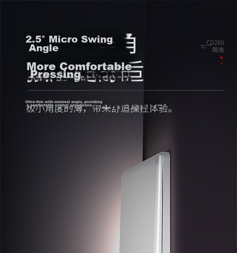DELIXI CD260 86-Type Ultra-Thin Glossy White Large Panel Single Pole Double Control Switch 8