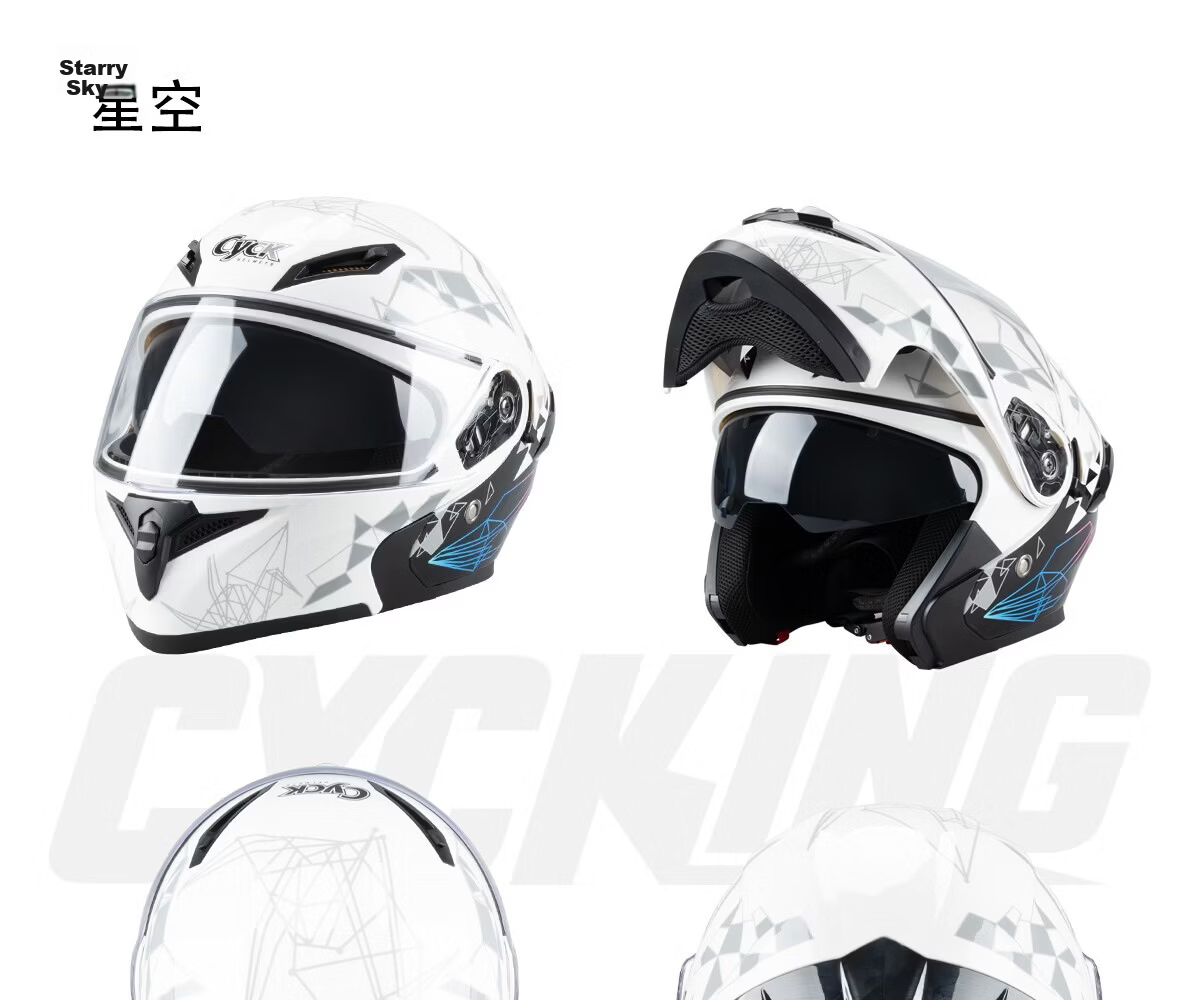 CYCKING Motorcycle Helmet with 3C Certification, Dual Visors, Bluetooth Headset, Unisex Four-Season Riding Full-Face Safety Helmet 17