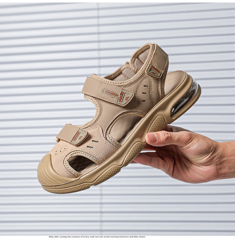Warrior Men's Summer Closed-Toe Sandals Outdoor Breathable Beach Shoes WSL(WZ)-1651 Khaki Size 41 7