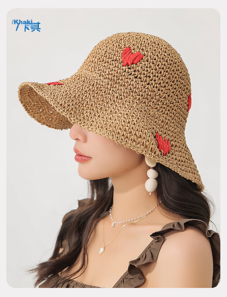 Romon Women's Sun Protection Hat UV Protection Wide Brim Face Covering Beach Straw Sun Hat Fisherman Hat 12