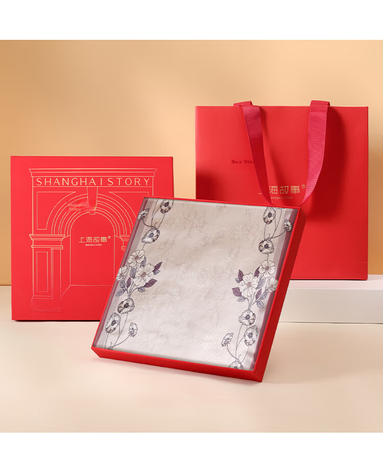 Shanghai Story Women's 100% Mulberry Silk Pearl Satin Long Scarf Shawl Gift Box for Girlfriend Valentine's Birthday Present 19