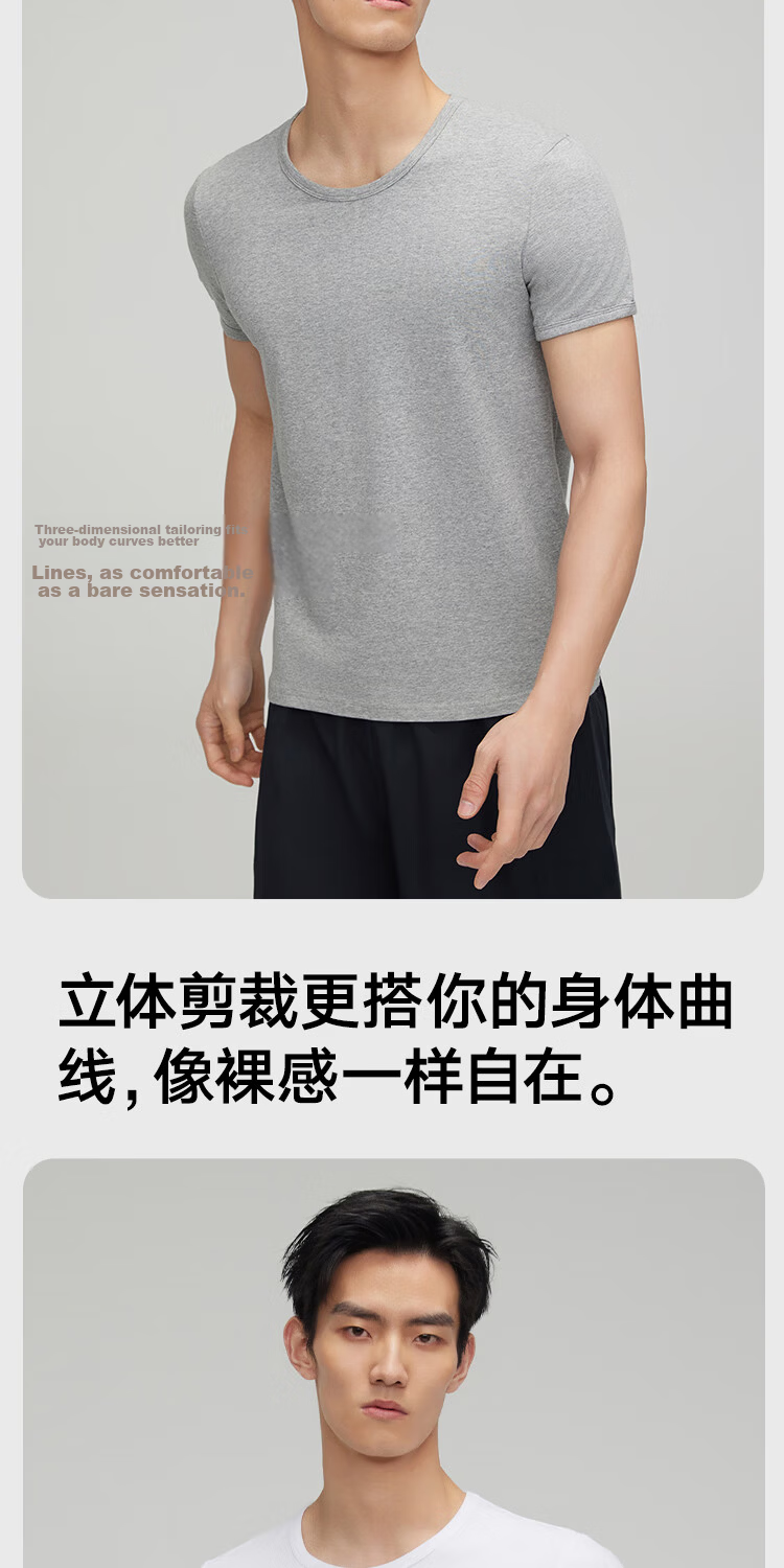 HLA Men's Short Sleeve T-Shirt, Round Neck, 95% Cotton, Stretch, Breathable, Comfortable, Lightweight Basic Undershirt, 2-Pack 6