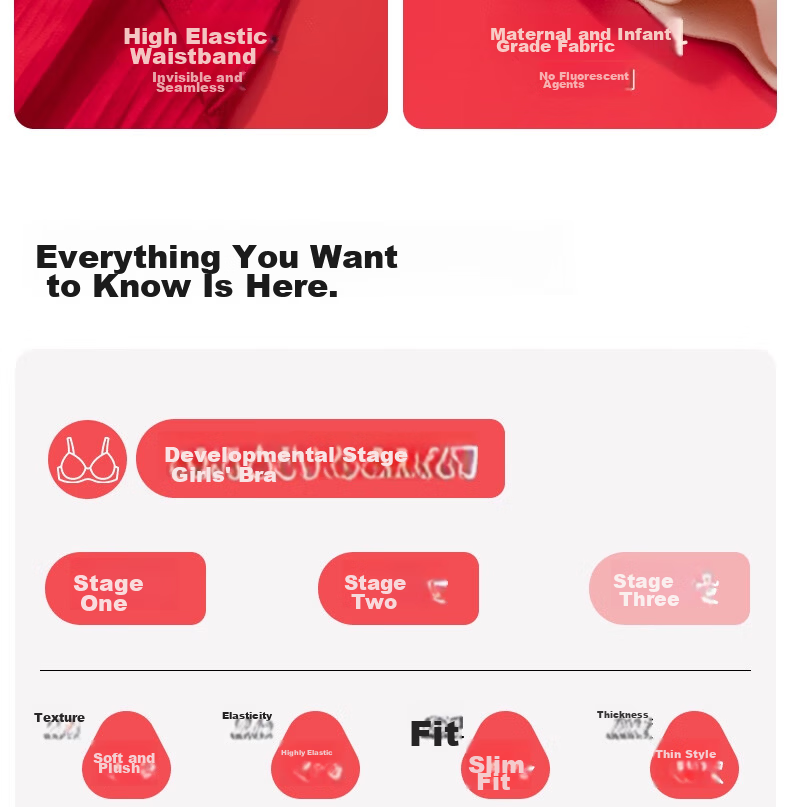 Meishianxuan 2026 Girls' Red Cotton Vest and Bra Set for 12-Year-Olds in Developmental Stage 18