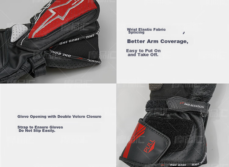 Alpinestars SP-8 V3 A-Star Motorcycle Gloves Racing Road Crash-Resistant Rider Leather Gloves Black White Bright Red XXL 15