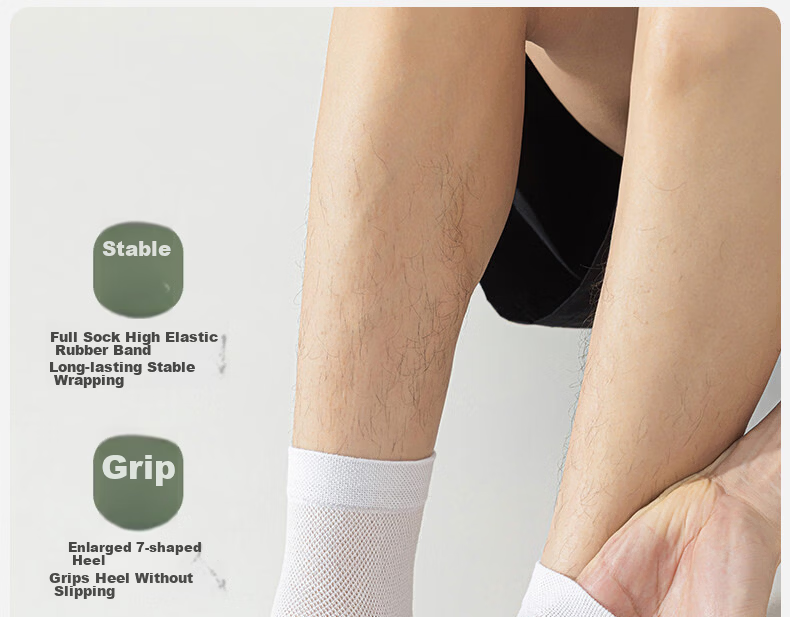 Bingxue Cotton Socks Men Pure Cotton Antibacterial Deodorant Ultra-thin Mesh Breathable Sweat-absorbent Short Mid-calf Socks Spring Autumn 13