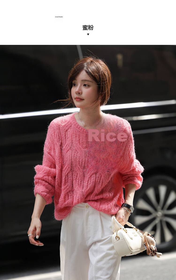 MT Fashion Cable Knit Spring Simple Crew Neck Versatile Loose Long Sleeve Pullover Sweater 12