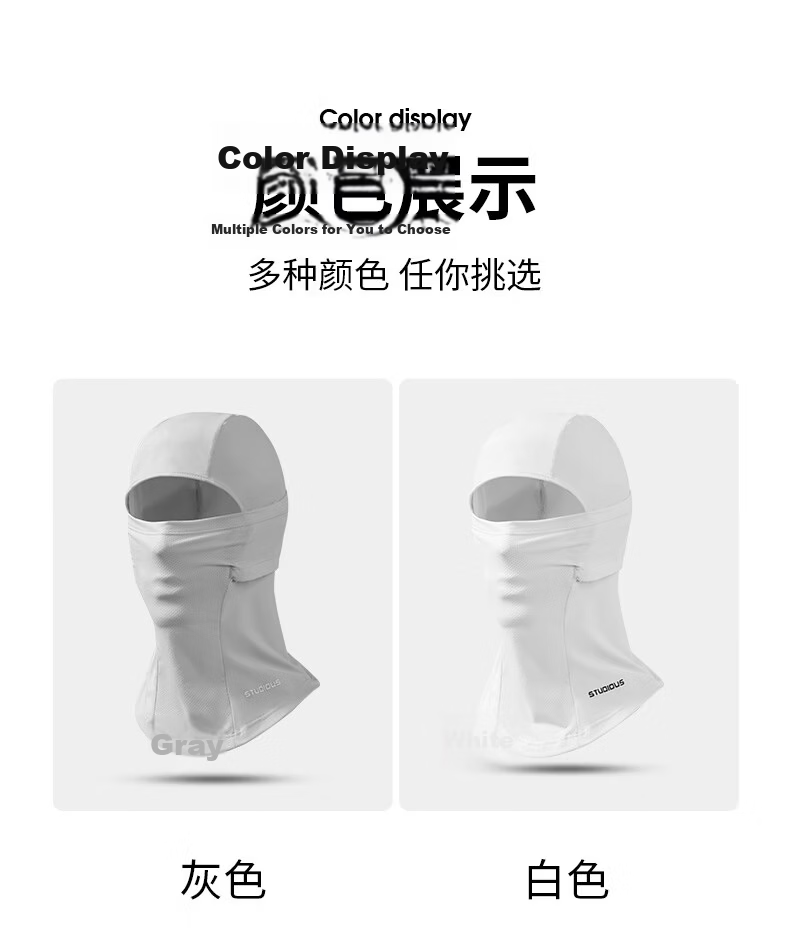 Yuzhaolin Men's Summer Sunscreen Face Mask Full Face Coverage Lightweight Breathable Outdoor Cycling Sun Protection Headwear Classic Black 11