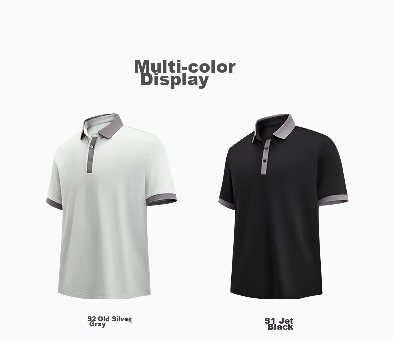 Red Bean Ice Silk Cooling Polo Shirt Short Sleeve Men's Business Casual Comfortable Short Sleeve T-Shirt 13