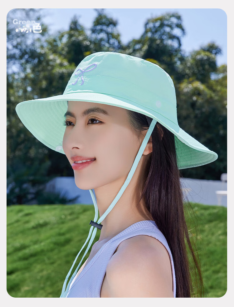 Romon Women's Sun Protection Hat UV Shield Large Brim Quick-Dry Sunshade Open-Top Bucket Hat with Strap 12