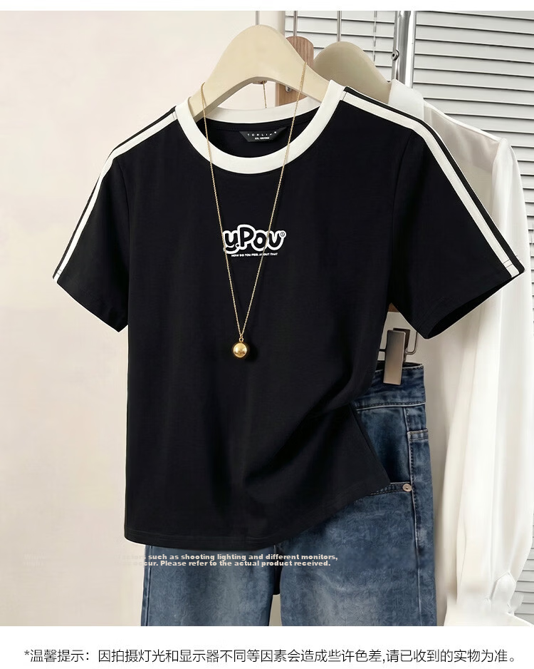 TonLion 2026 Summer New Couple Short Sleeve T-Shirt Unisex Shoulder Top Summer Trendy Short Sports Style 6