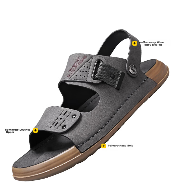 Bull Family Men's Leather Sandals Summer New Breathable Casual Comfortable Durable Beach Shoes Versatile Lightweight Two-Way Wear 22