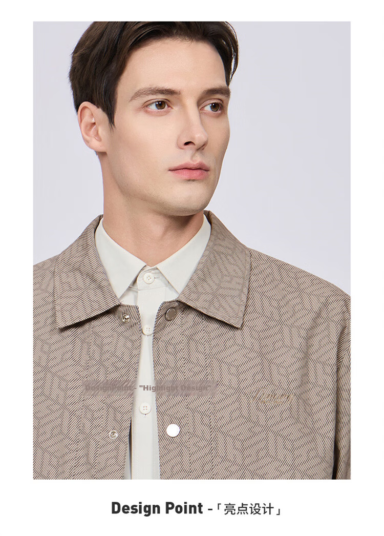 Dance with Wolves [Trendy Full Print] Commuter Workwear Men's High-End Easy-Care Jacket Versatile Coat 701 Khaki L 3