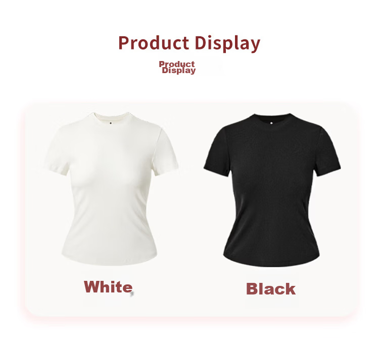 Muwei Black Crew Neck Shoulder-Fitted Short Sleeve T-Shirt for Women Summer New Pure Cotton Slim Fit Basic Top 6