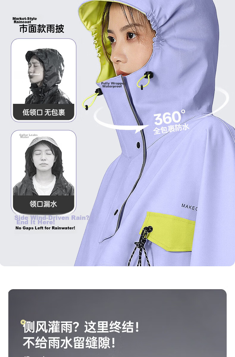 Beimei Electric Scooter Raincoat, Single-Person, Extra Large And Thick, Long Style, Full-Body Protection against Heavy Rain, Specially Designed for Cycling 5