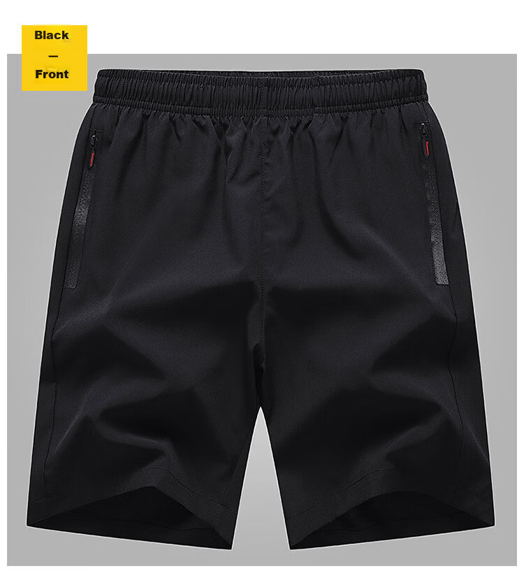 VANCAMEL Men's Summer Ice Silk Thin Five-Point Loose Breathable Stretch Sports Shorts Black 4XL 13