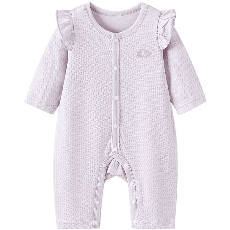 TONGTAI Baby Girl Romper, Spring And Autumn Pure Cotton Infant Clothing, Newborn Onesie Bodysuit, Seamless Pajamas, Purple, 80cm