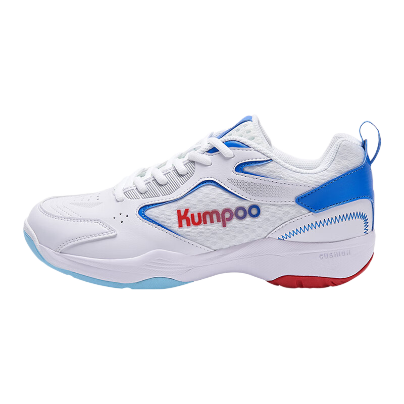 KUMPOO Badminton Shoes for Men And Women, Breathable, Lightweight, Shock-Absorbing, Anti-KH G15 White And Blue, Size 44