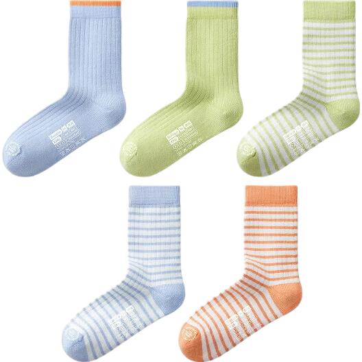 Bananain 311S Kids Socks Unisex Combed Cotton Breathable Antibacterial Colorful Mid-Calf Spring Autumn 5 Pairs