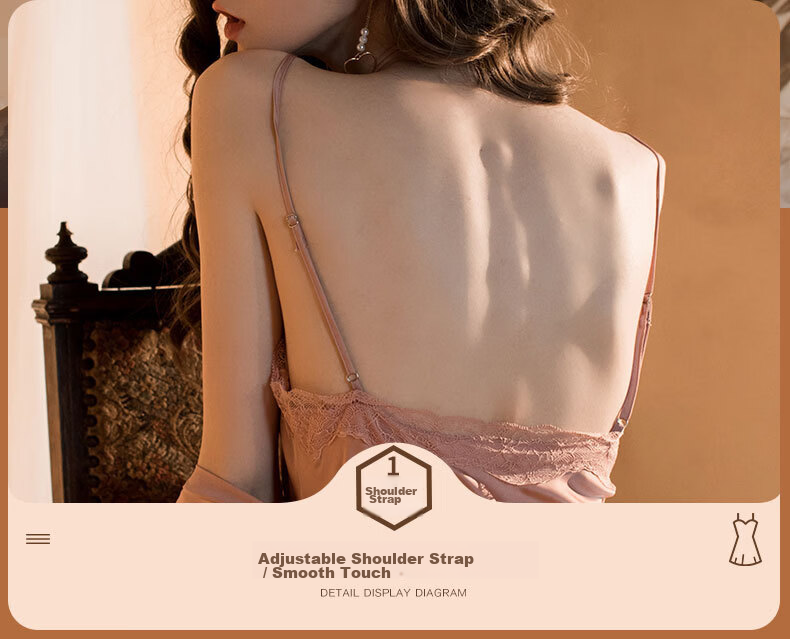 BONAS Premium Pure Style Ice Silk Women's Nightdress Imitation Silk Sexy Camisole Sleepwear Gift Box Packaging for Girlfriend 10