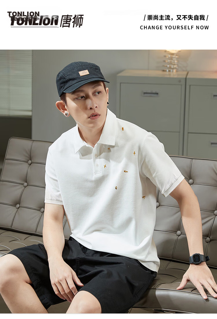 TonLion 2026 Summer New Men's Left Chest Detail Short Sleeve Polo Loose Casual Shirt Trendy 1