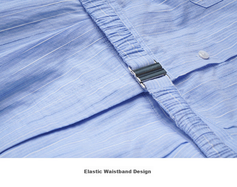 Olrain European Style Summer French Commuter Striped Shirt Dress Waist Slimming Elegant Short Sleeve Dress Blue S 24