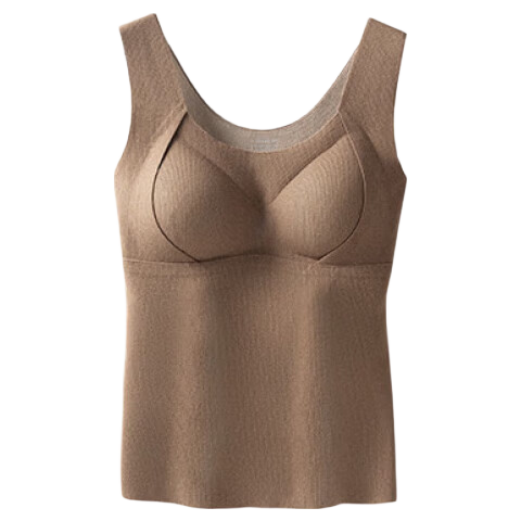 MiiOW Women's Thermal Underwear, Ladies' Wool And Silk Double-Sided Fleece Thermal Top, Warm Vest with Chest Pads, Base Layer