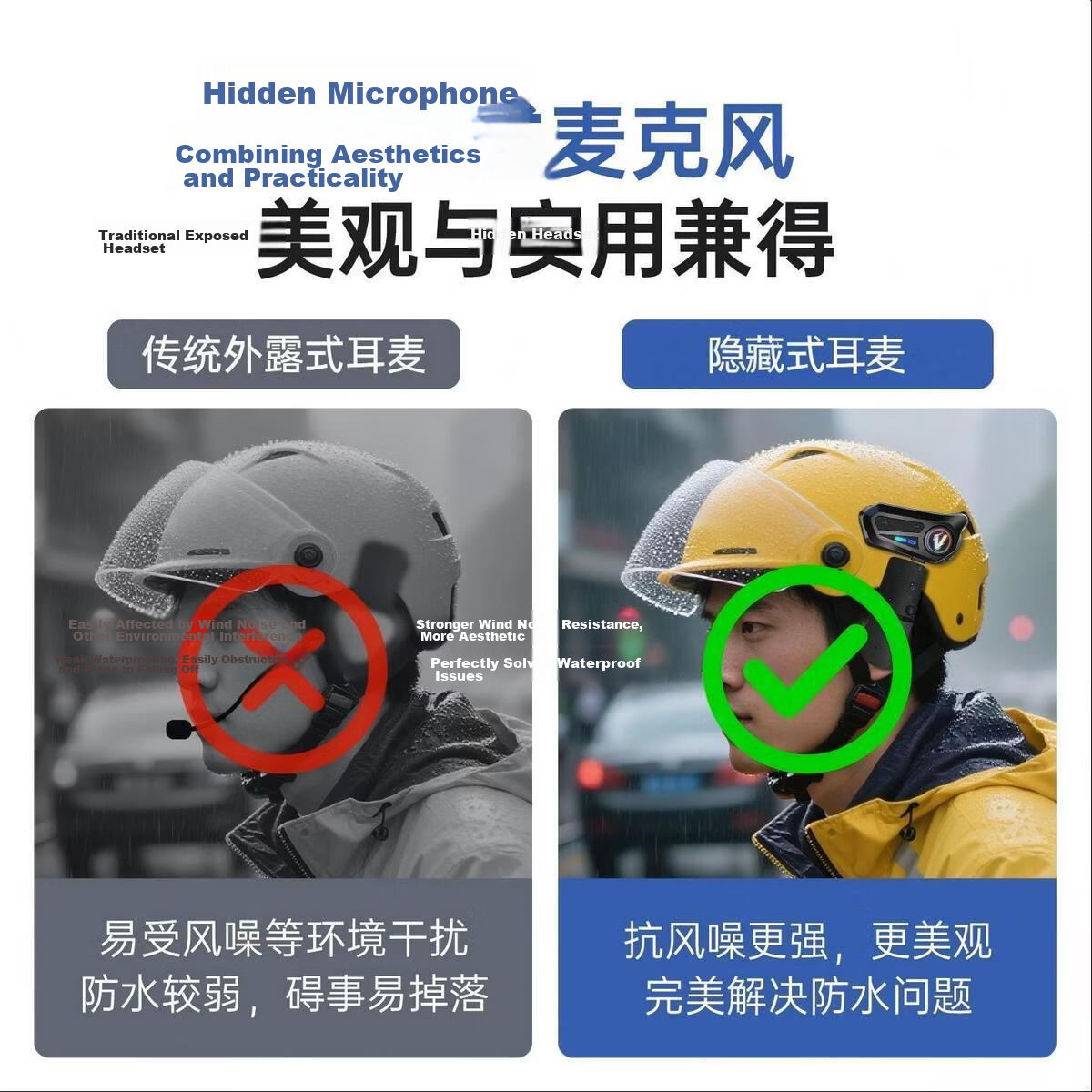 PROVGV Motorcycle Helmet Bluetooth Headset Full Helmet Waterproof Delivery Riding Earphones V20 Soft Mic (Long Battery Life) 3