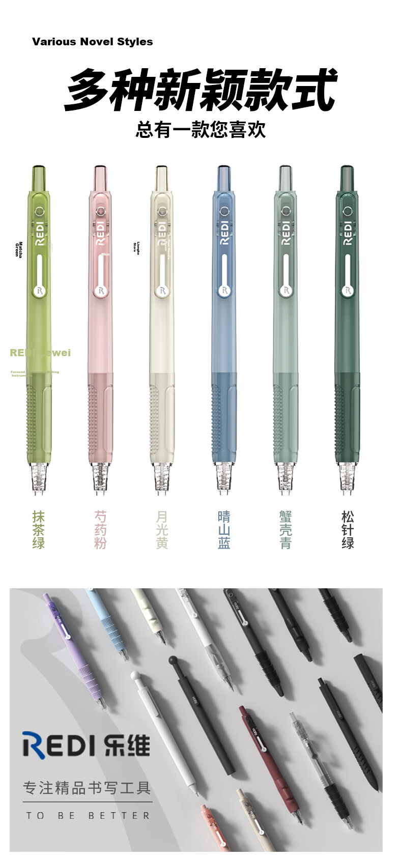 Lepusen Lewei Retractable Gel Pen 0.5mm Black Quick-Dry Signature Pen Exam Practice Student Refill Large Capacity Office Supplies 665 6-Pack Full Series 10