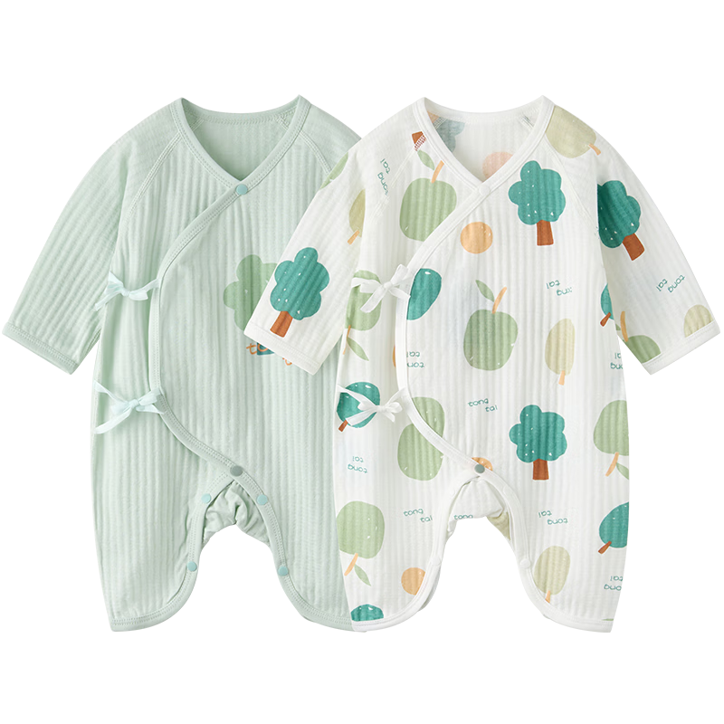 TONGTAI Baby Romper Summer Pure Cotton Clothing Newborn Butterfly Onesie Jumpsuit Jacquard Green 66cm