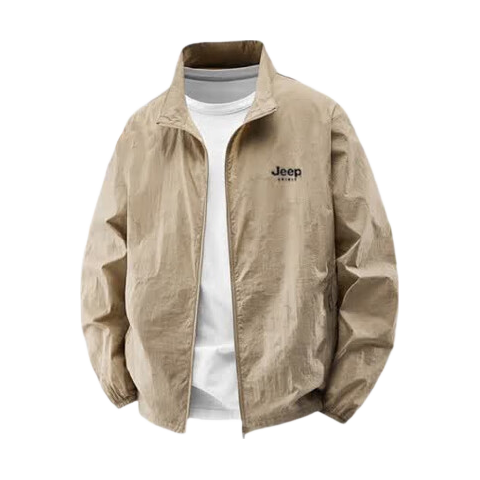 JEEP SPIRIT Men's Sun Protection Shirt, Summer Outdoor Casual Sports Quick-Dry Clothing, Cool Lightweight Skin-Friendly Top for Men, Khaki, M
