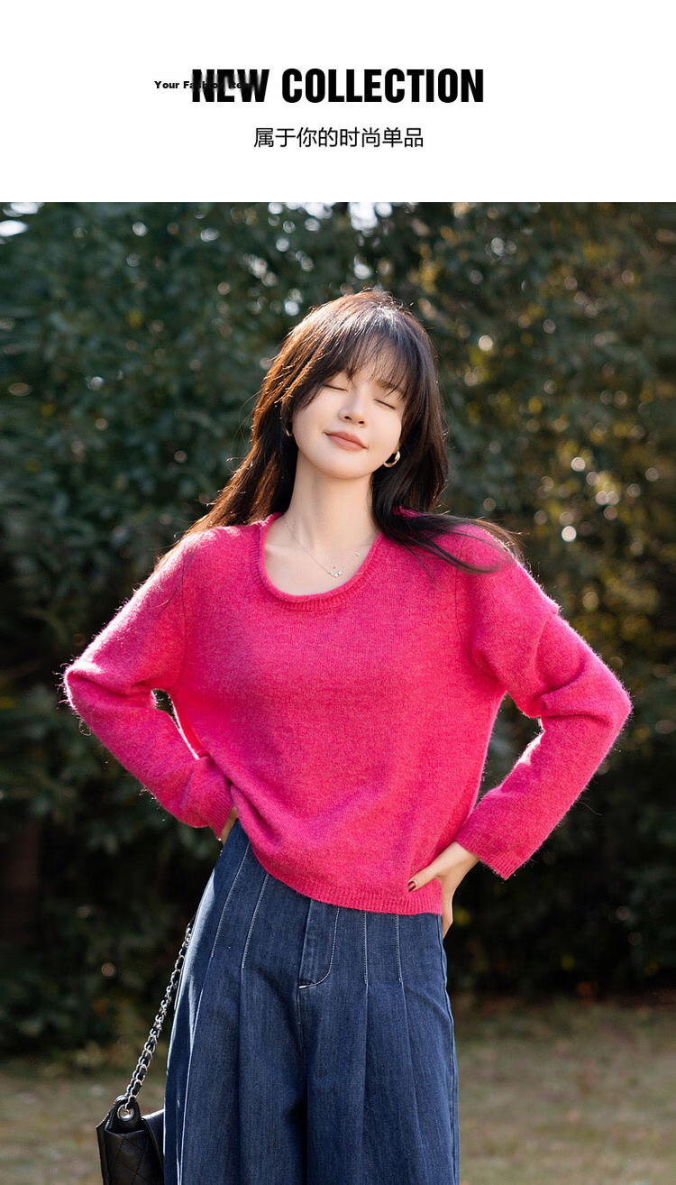 MT Commuter Essential Autumn Simple Style Wool Blend Knit Sweater Women's Top 1