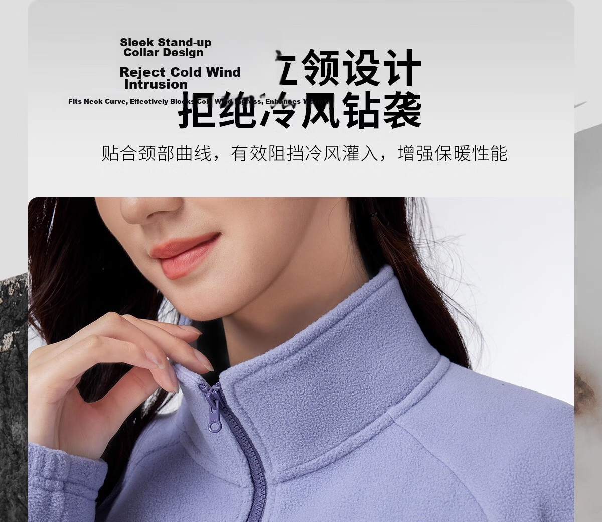 CAMEL Women's Stand Collar Fleece Jacket Double-Sided Plush Warm Anti-Static Hiking Windproof Polar Fleece Coat Men's 9